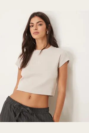 Calvin Klein Monologo baby tee in stony grey