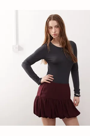 Noisy May Long sleeve bodysuit in charcoal-Grey