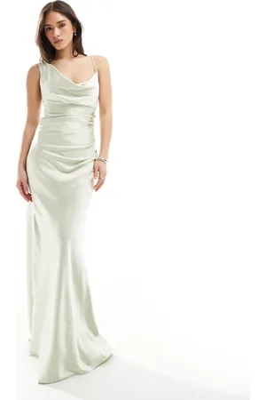 Six Stories Bridesmaid one shoulder satin maxi dress in