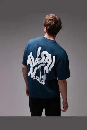 AllSaints Orlando back print t-shirt in blue-Black