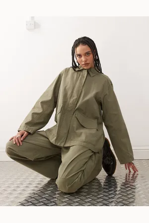Weekday Kovu Mix & Match ripstop oversized jacket in -Brown