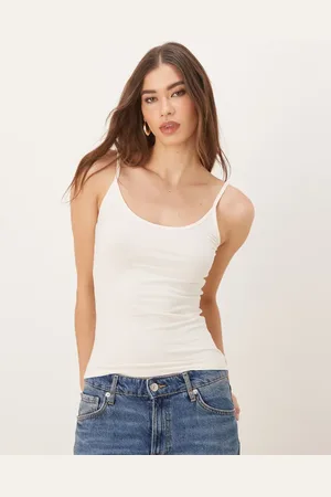 Gina Tricot Jersey strappy cami top in -White