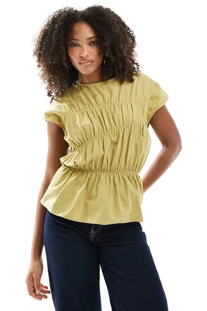 ASOS Ruched piping detail sleeveless top in -Green