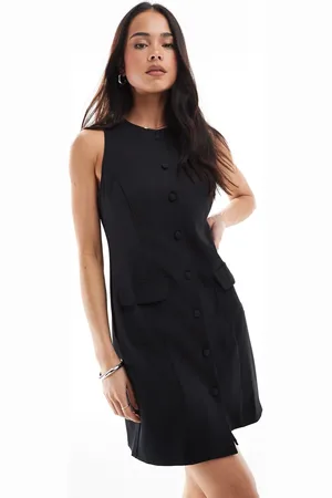 New Look Button front tailored pinny dress in