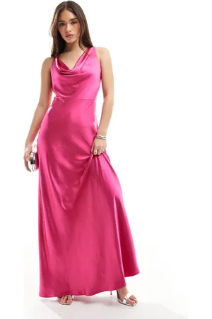 Six Stories Bridesmaid cowl front satin maxi dress in