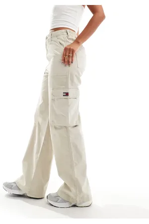 Tommy Hilfiger Claire utility cargo pants in beige-White