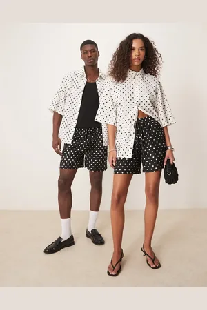 Sister Jane Unisex polka dot boxy shorts in cream (part of a set)
