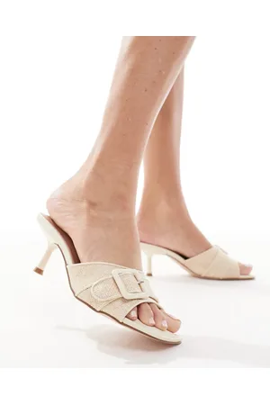 New Look Raffia heeled mules in -White