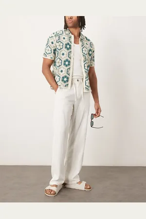 SELECTED Brody loose fit linen pants in white