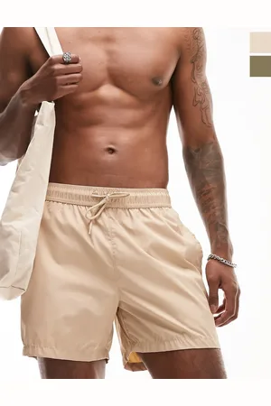 Topman 2 pack swim shorts in stone and khaki-Multi