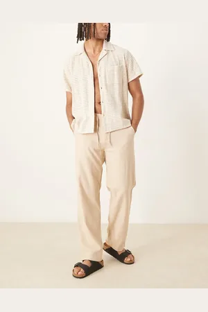 SELECTED Brody loose fit linen pants in cream-White