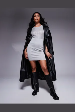 Armani Exchange Metallic knitted bodycon mini dress in silver