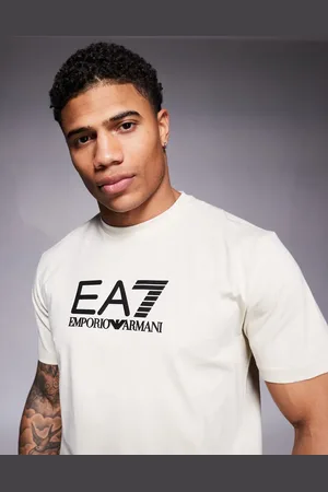 EA7 Armani central logo t-shirt in beige-Neutral
