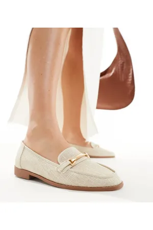 ASOS Verity loafer flat shoes with trim in -Neutral