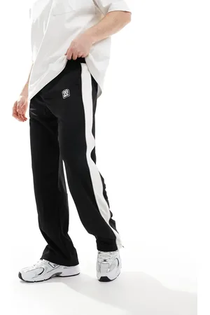 Bershka Wide leg pants with side stripe in