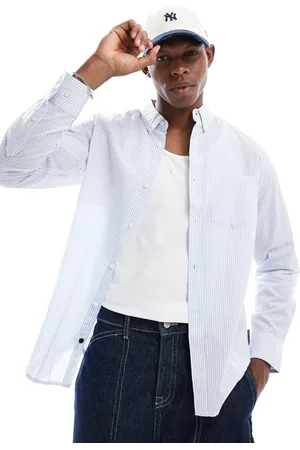 French Connection French Connection long sleeve pocket shirt in sky blue stripe