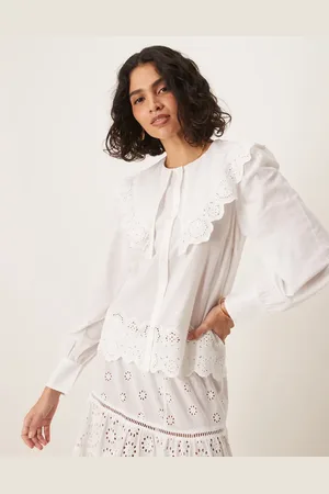 AWARE Statement collar broderie shirt in white