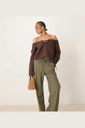 JDY Wide leg linen pants in -Green