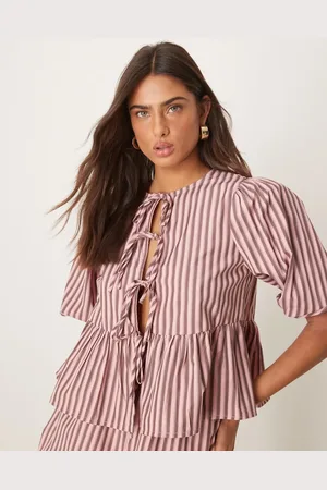 Glamorous Puff sleeve bow tie up blouse in (part of a set)