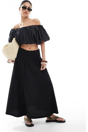 New Look Poplin midi skirt in