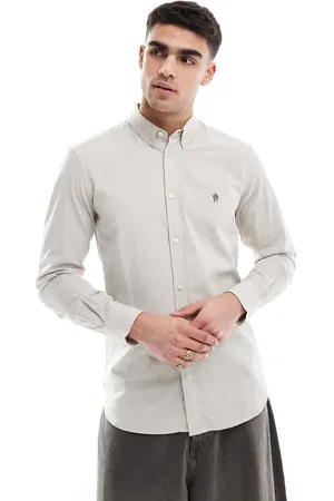 French Connection French Connection smart fitted long sleeve logo shirt in -Neutral