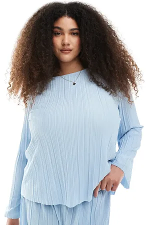 Pieces® Pieces Curve plisse long sleeve top in (part of a set)