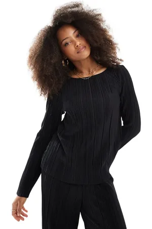 Pieces® Plisse long sleeve top in (part of a set)
