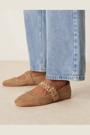 ASOS Larson eyelet mary jane ballets in -Green