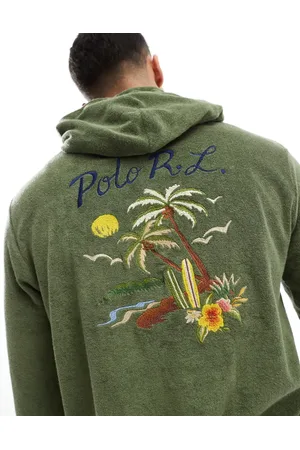 Ralph Lauren Back embroidery lightweight cotton terry hoodie in