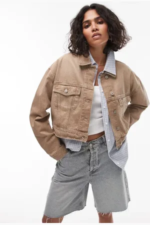 Tommy Hilfiger Oversized crop trucker jacket in brown wash
