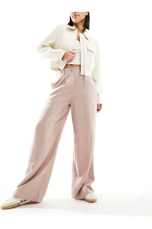 ASOS Relaxed straight leg pants in washed -Pink