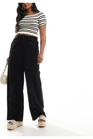 ASOS Relaxed straight leg broderie pants in