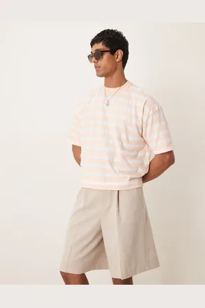 ASOS Boxy oversized t-shirt in heavyweight 220gsm pink and white stripe