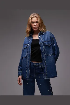 AllSaints Alba stud denim shirt in -Blue