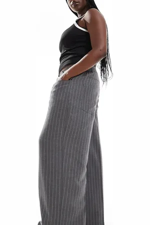 ASOS Curve relaxed straight leg pants with 5 pocket detail in