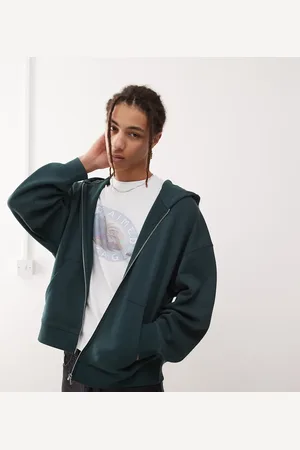 COLLUSION Boxy zip through hoodie in dark