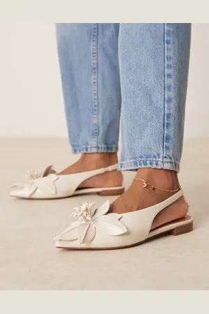 ASOS Livia point-toe flower slingback ballets in off white