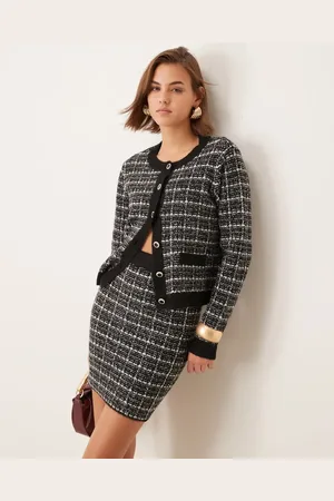 VILA Knitted mini skirt in boucle check (part of a set)