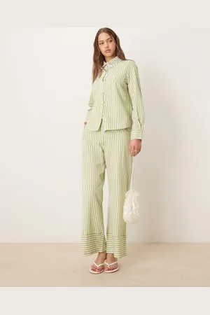Sister Jane Wide leg stripe pants in green (part of a set)