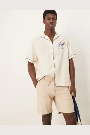 SELECTED Linen blend shorts in cream-White