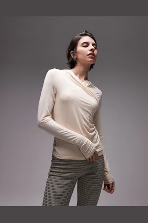 & OTHER STORIES Jersey top with draped wrap detail in -Neutral