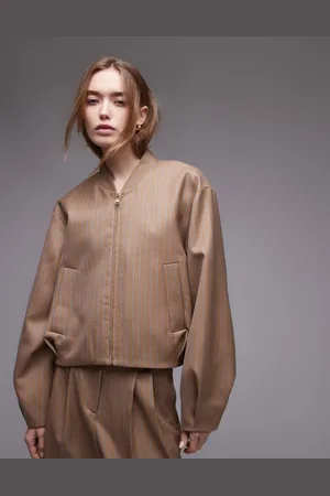 & OTHER STORIES Lux bomber jacket with zip front and pleats in (part of a set)-Neutral