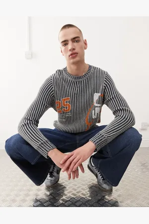 COLLUSION Printed ribbed jumper in blue