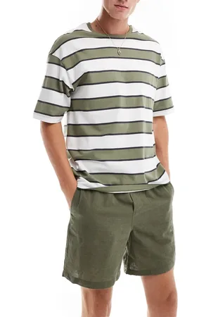 JACK & JONES Linen shorts with drawstring in khaki-Green