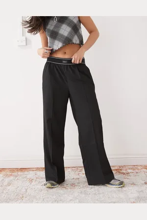 Monki Wide leg pants with boxer waistband in