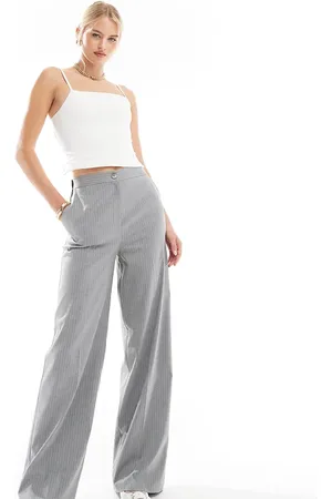 ASOS ASOS DESIGN Tall tailored relaxed straight leg pants in grey stripe-Multi