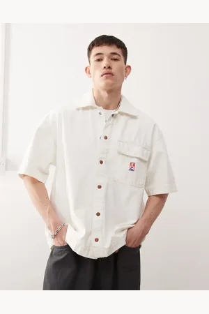Wrangler Casey Jones workwear short sleeve loose twill overshirt in -Neutral