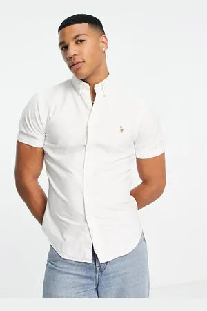 Ralph Lauren Icon logo slim fit short sleeve oxford shirt in