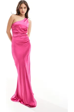 Six Stories Bridesmaid one shoulder satin maxi dress in