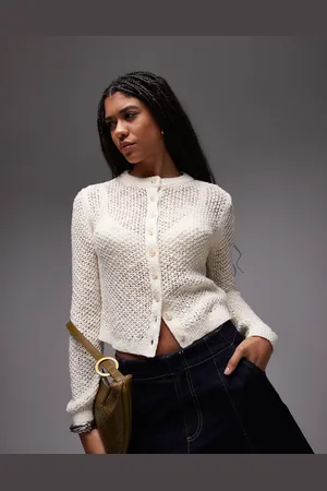 Topshop Knitted stichy cardi in -Yellow